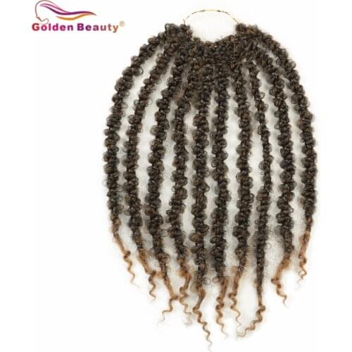 GoldenBeauty Kinky Braids Curly End Crochet Hair Braiding Twist High Temperature Fiber Black Brown Tbug Blonde 12inch FM
