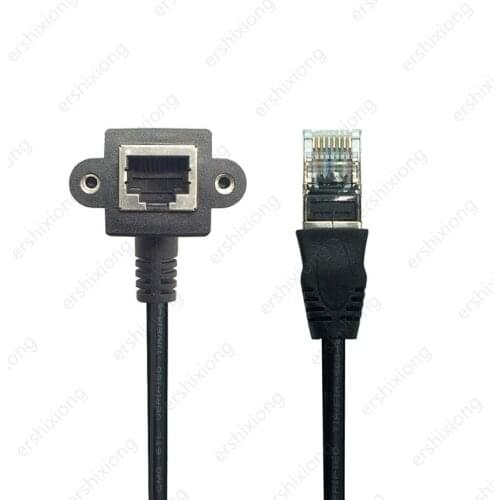 1M right angle 90 degree angle 8P8C FTP STP UTP Cat5 RJ45 panel mount male to female extension cable Lan Ethernet network cable