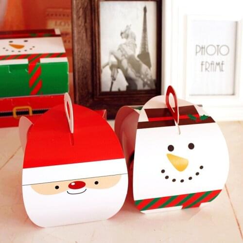 10*10*7cm 10 PCS Santa Claus and snowman paper box candy gift handmade cookie chocolate Storage Boxes packaging christmas