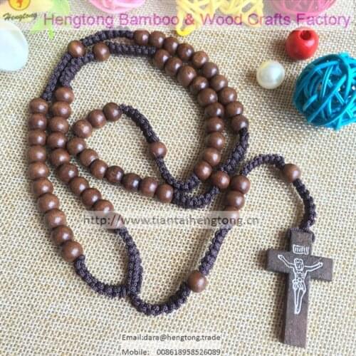 12pcs/pack 8MM natural wood brown color rosary necklace / cord religious rosary necklace/rope rosary