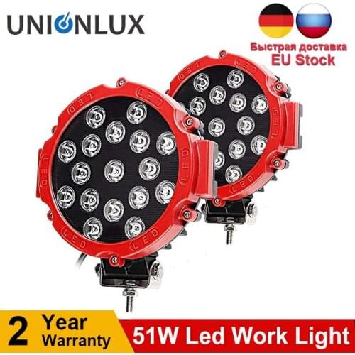 12V 24V Offroad LED Work Light Bar 7inch 51W Spot Round Led Lights For Car 4x4 offroad Truck Tractor ATV SUV Driving Fog Lamp