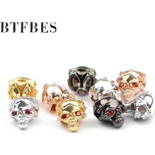 BTFBES 2pcs AAA Red eye Skull Pendants skeleton Copper beads Charms Loose beads Jewelry bracelet making DIY Necklace Accessories