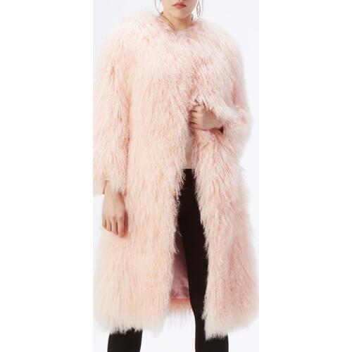 2018 Milan Luxury Design Wholeskin Lamb Fur Coats Womens Genuine Lamb Fur jacket Winter Warm Sheep Fur Long Coats abrigos mujer