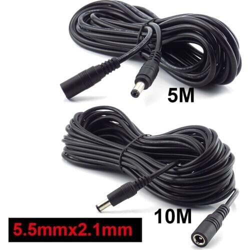 5m 10m 12V DC Power Supply Cable Extension Cord Female to Male Plug 5.5mmx2.1mm Adapter CCTV Camera LED Light Strip