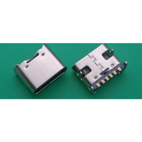 500 pcs Cut the tape USB 3.1 Type C Connector 6 Pins Receptacle Power Charge 3A 30V Rated Shield USB-C Support Pins Through Hole