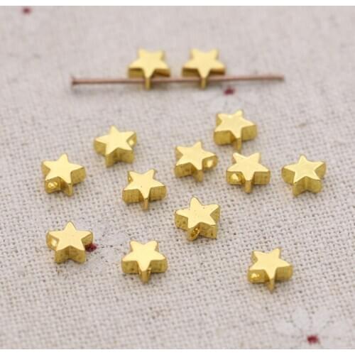 6mm Copper Star Spacer Beads Gold Color Loose Beads for Jewelry Making Bracelet Necklace Jewelry Accessories DIY 30PCS