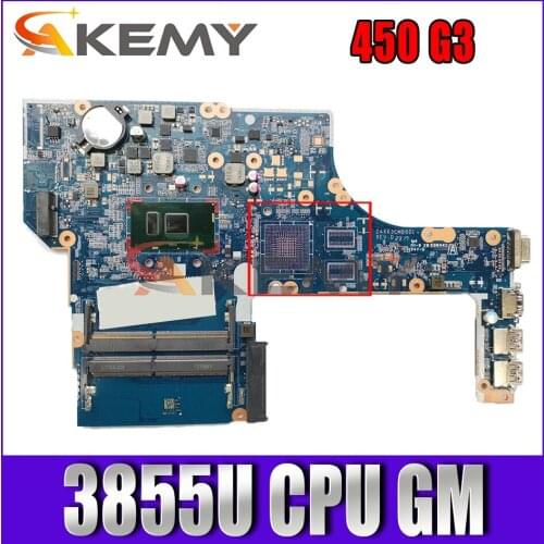 Akemy MODEL:X63C for HP ProBook 450 G3 Laptop Motherboard 3855U CPU 855669-601 DAX63CMB6D1 Mainboard 100%tested