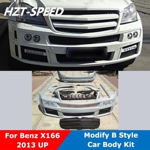 B Style Unpainted PU Front Rear Bumper Side Skirts Fender Flares For Benz X166 GL400 GL450 GL550 Refitting 2013 Up