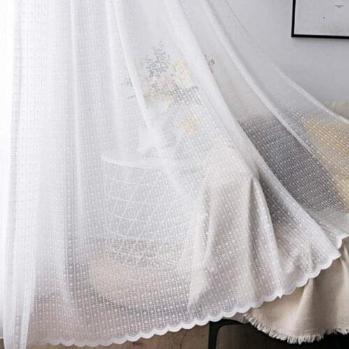 White Sheer Lace Curtains for Bedroom Floral Leaf Jacquard Voile Wedding Farmhouse Window Treatments Drapes