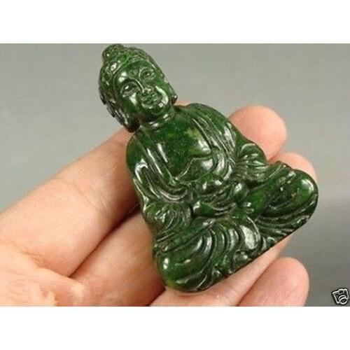 Free shipping CHINESE GREEN JADE STONE HANDWORK CARVED BUDDHA STATUE