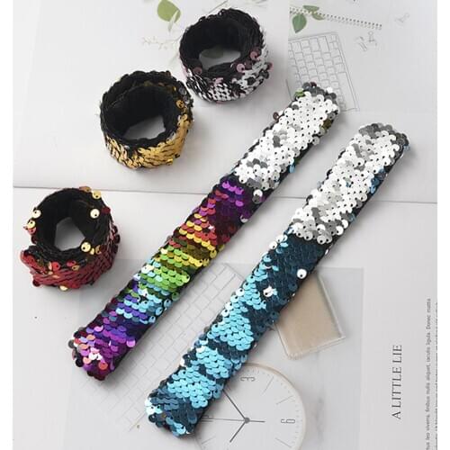 Shiny Children Sequins Slap Bracelet Wristband Headband Party Wrist Strap Gift Party Props Fan wristband gift for your children