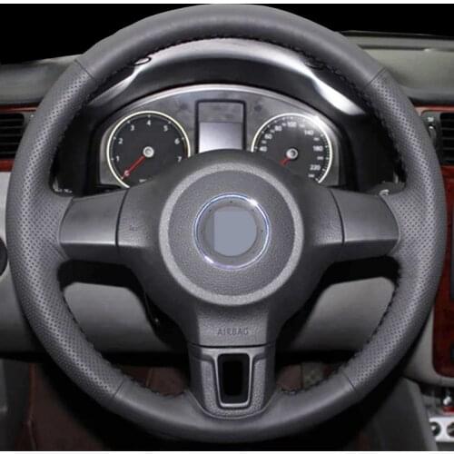 DIY Artificial Leather Black Steering Wheel Cover For Volkswagen Golf 6 Mk6 VW Polo Sagitar Bora Santana Jetta Mk6 Breathable