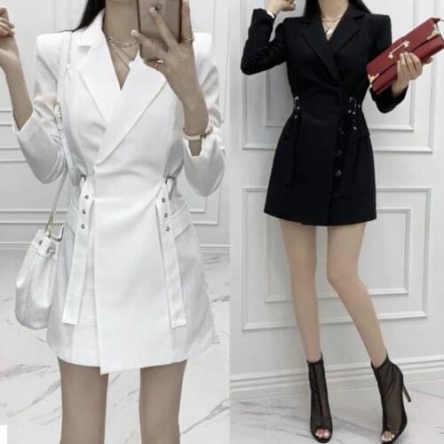 Long Linen Blazer Women Belted Outerwear Womens Blazers Long Sleeve High Quality Office Jacket Female Solid Suit Elegant Coat