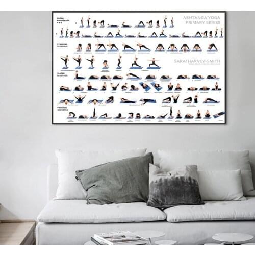 Home Exercise Gym Yoga Ashtanga Chart Pose Health Canvas Painting Posters Print Wall Art Indoor Pictures for Office Home Decor