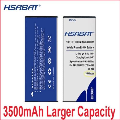 HSABAT 0 Cycle 3500mAh BL-233 Battery for TELE2 MAXI LTE bl-233 High Quality Mobile Phone Replacement Accumulator