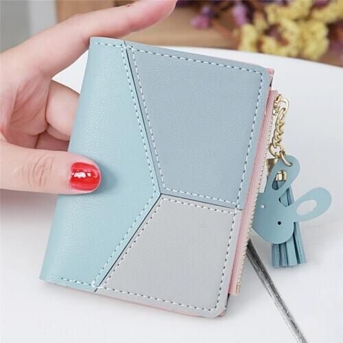 Wallet Short Women Zipper Wallet Student Joint Contrast Color Tassels Purse Wallets High Quality Small Fresh Wallets