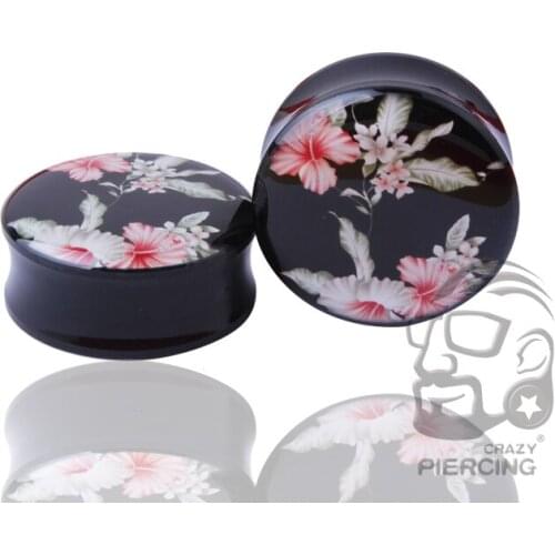 Beautiful Flower Ear Gauge Plug Acrylic Body Piercing Jewelry Flesh Ear Tunnel Fashion Earring