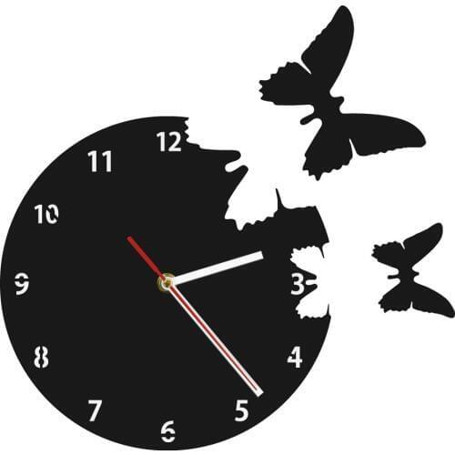 Beautiful Fly Butterflies Silhouette Wall Clock Flew Away Personalised Clock Modern Silent Quartz Animals Timepiece Clock Watch