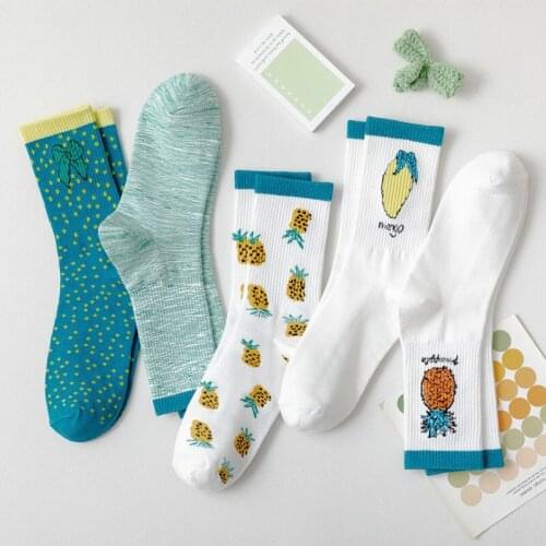 Fruit print cute socks slouch street style sokken white kawaii funny japanese harajuku fashion women cotton meias skarpetki
