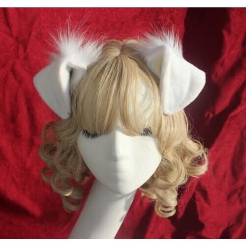 Sweet Handmade Lolita Lop Dog Ears Hairpin White Labrador Hairgrips A Pair of Hair Clip KC Head Wear Cosplay Furry Ears