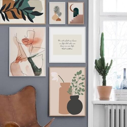 Minimalist Abstraction Line Girl Flowers Canvas Painting Wall Art Nordic Posters and Prints Wall Pictures for Living Room Decor