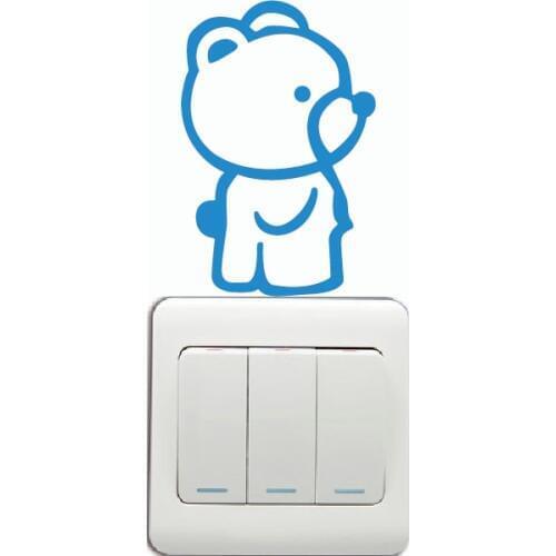 Bear-13 Cute Little Bear Switch Sticker Funny Cartoon Animal Vinyl Wall Sticker for Children Room Home Wallpaper