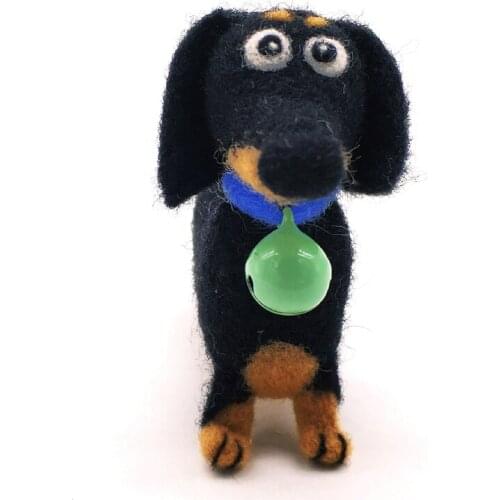 Black Dog Needle Felting Kit for Beginner Handmade Wool for Felting Craft Kits Needlework Felt Creativity Kit English Manual