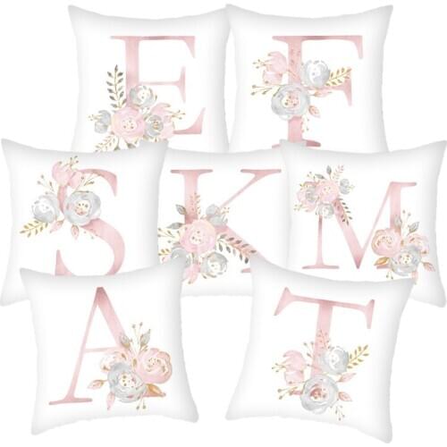 Pillow Cover Decorative Pink Letter Printed Cushion Covers 45*45 Pillowcase Sofa Cushions Polyester cuscini decorativi