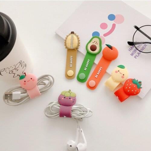 New 10pcs/lot Cartoon Fruit Cable Winder Earphone Buckle Cable Winder Earbud USB Charger Cord Holder Cable Wire Organizer