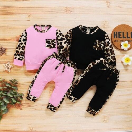 Newborn Baby Girls Clothes Litter Baby Girl Outfits Long Sleeve Leopard Print Tops Pants 6 9 12 18 Months chandal bebe