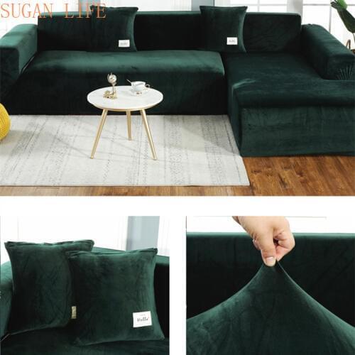 Solid color Thick velvet Universal Elastic sofa cover for living room sofa towel Slip-resistant sofa cover strech sofa Slipcover