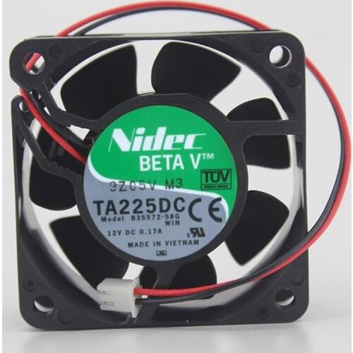 Original NIDEC TA225 B35572-58G DC 12V 0.17A 6cm 2 Line Power Supply Box Server Cooling Fan