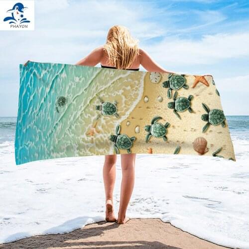 PHAYON Sea Turtle Beach Towel Quick-dry Microfiber Bath Towels Cushion Animals Bath Towel Yoga Mat Beach Towel