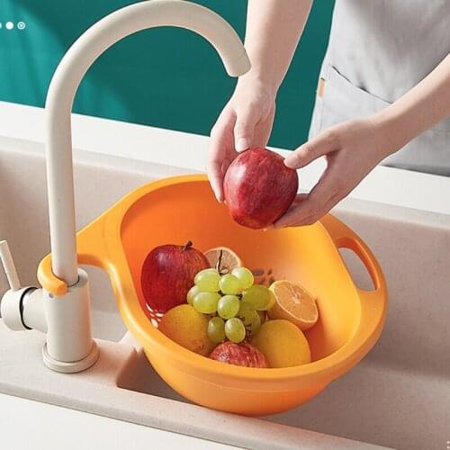 Practical Household Kitchen Cleaning Fruit And Vegetable Drain Basket Plastic Storage Basket With Hook Storage Container