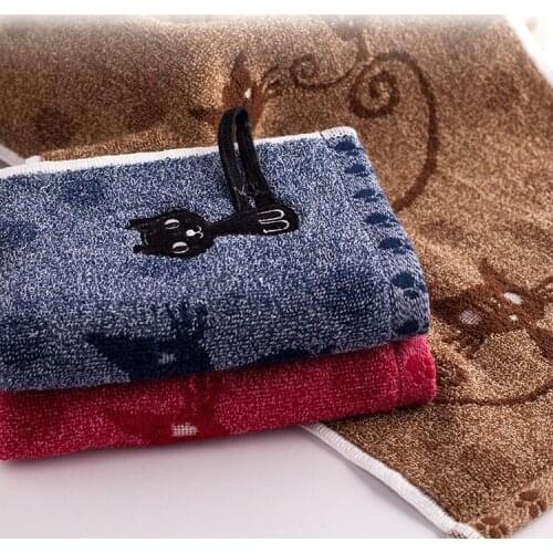 Drop shipping 3pcs/set cotton cartoon cat towels set face hand towel Deep color bath towels for adults toallas para playa