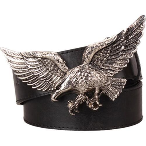 Cool big head belt big fly eagle buckle metal eagle belt fashion mens leather belt punk rock style belt