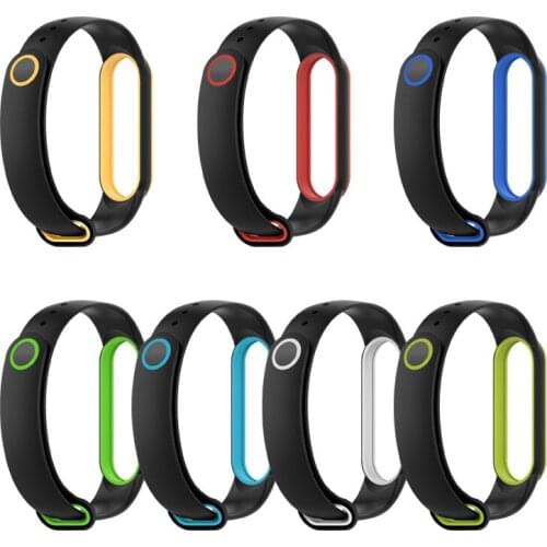 BOORUI Dual colorful mi band 6 5 4 3 strap Silicone Wristband bracelets TPU replacement for xiaomi mi band 5 6 staps mi band 34