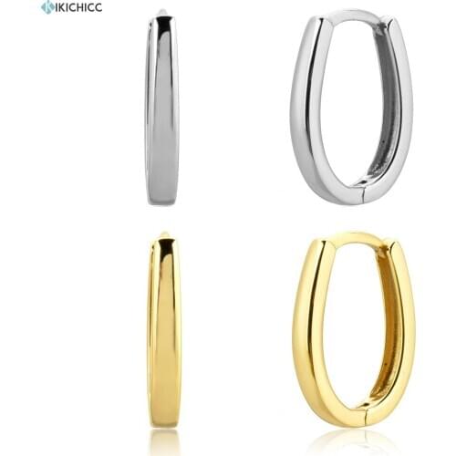 Kikichicc 100% 925 Sterling Silver Gold Ovals Luxury Hoops 2020 Rock Punk Party Slim Dangle Women Statement Jewelry High Qulity