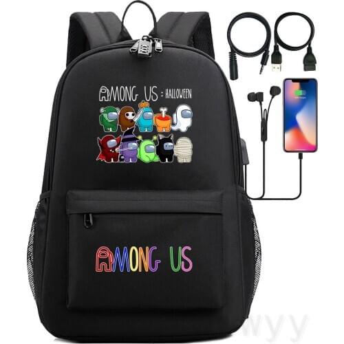 Among Us Game Students Boys Girls School Bags Beautiful New Pattern among us Schoolbag Fashion USB Rucksack