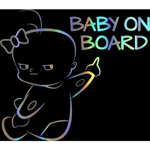 Car Sticker Vinyl 16*14.1cm Baby On Board Funny Sticker Decal Reflective Laser Motorcycle Car Styling 3D Stickers Warning Sign