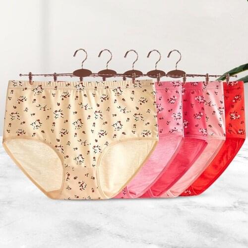 Women Big Size Breifs Print Cotton Panties Underwear Mid Rise Breathable Briefs 3pcs Lot Plus Size Lingerie Intimates Panty
