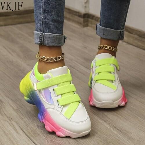 Fashion Platform Shoes Women 2021 Fall/winter New Style European and American Color Matching Single Shoes Casual Sneakers Women