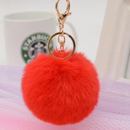 New Women Pompom Faux Rabbit Fur Ball Keyring Charm Pom Pom Key Chain Bag Pendant Key Chain Accessories