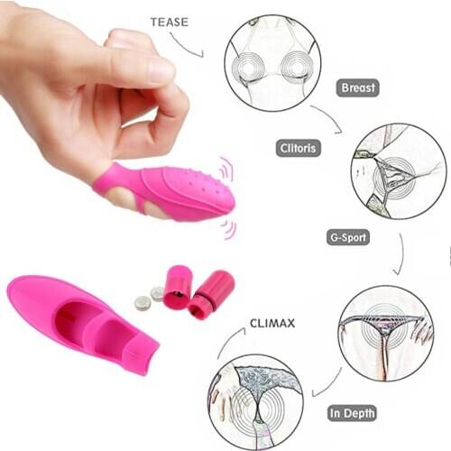 Female Waterproof Mini Finger Sleeve Clitoris Massager Powerful Finger Vibrator for Couple Sexy Toy Love Lubricant