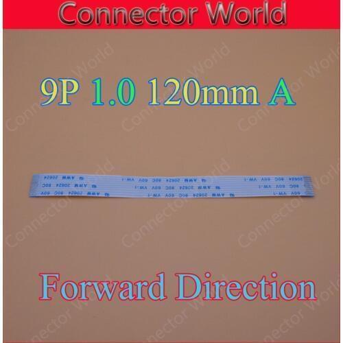 10pcs 9pin FFC FPC flat flexible cable 1.0mm pitch 9 pin A Forward Length 120mm Ribbon Flex Cable AWM 20624 80C 60V VW-1