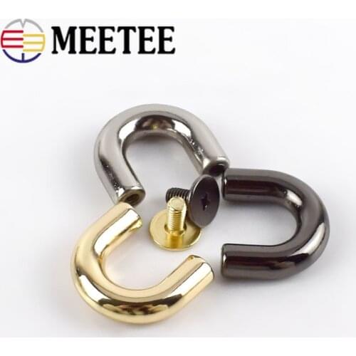 10/30/50pcs Metal Bag Buckles Fashion U Rings Bag Arch Bridge Screw Connector Hanger For Bags Belts Strap DIY Leather Crafts