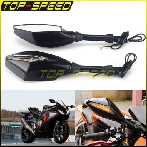 2 X LED Turn Lights Side Mirrors With Turn Signal Indicator For All Honda Kawasaki Suzuki Cruiser Chopper Street Dirt Bikes