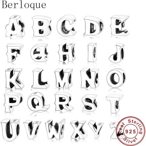 2020 Real 925 Sterling Silver Letter Alphabet A-Z Charms Name Bead Fit Original European Charms Bracelets Pendant Jewelry Making