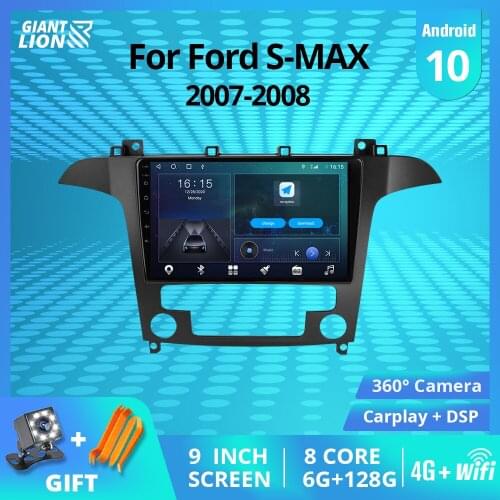 2DIN Android 10.0 Car Radio For Ford S-MAX 2007-2008 GPS Navigation Stereo Receiver DSP Auto Radio Car Receiver NO 2DIN DVD IGO