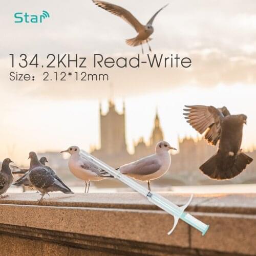 60pcs/lot) 2.12*12mm Dog ID plastic RFID Microchip Injector 134.2Khz ISO chip Pet glass tag Syringe For animals Pig cats sheep